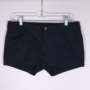 H&M Womens Shorts 32 waist Size 10 Black Chino Micro Polka Dot Stretch Hot Pants